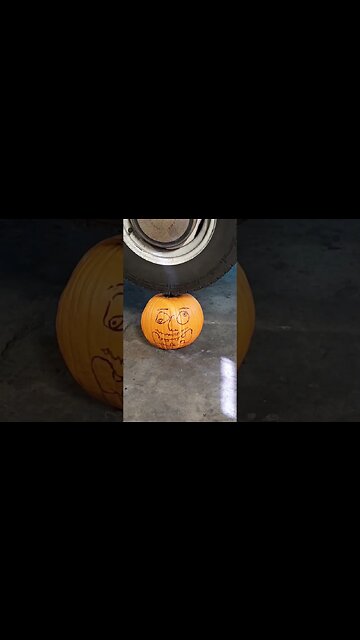 Car Tire Smashes Pumpkin! #MegaFails #Shorts