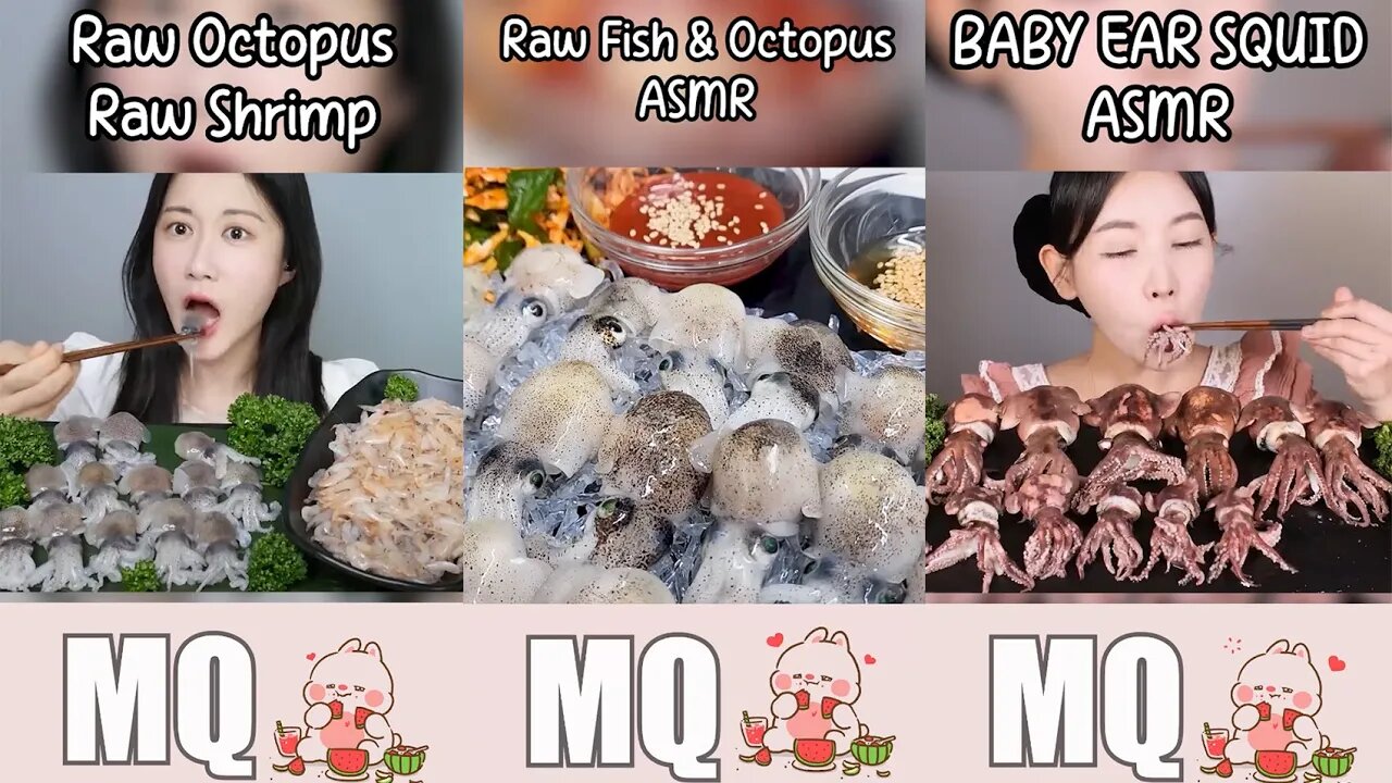 Baby Octopus, Smallest raw fish, raw Shrimp ASMR🫢