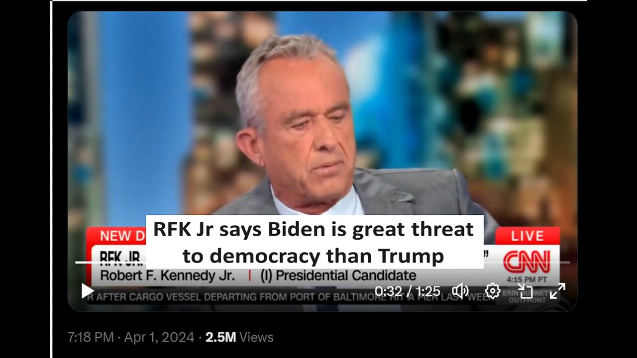 RFK says Biden is greater threat to democracy than Trump due to censorship