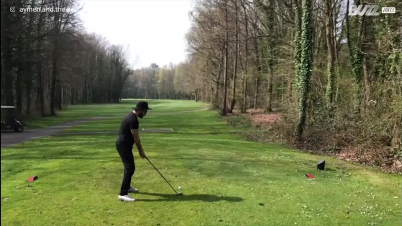 Tanta preparação para uma tacada de golfe hilariante!