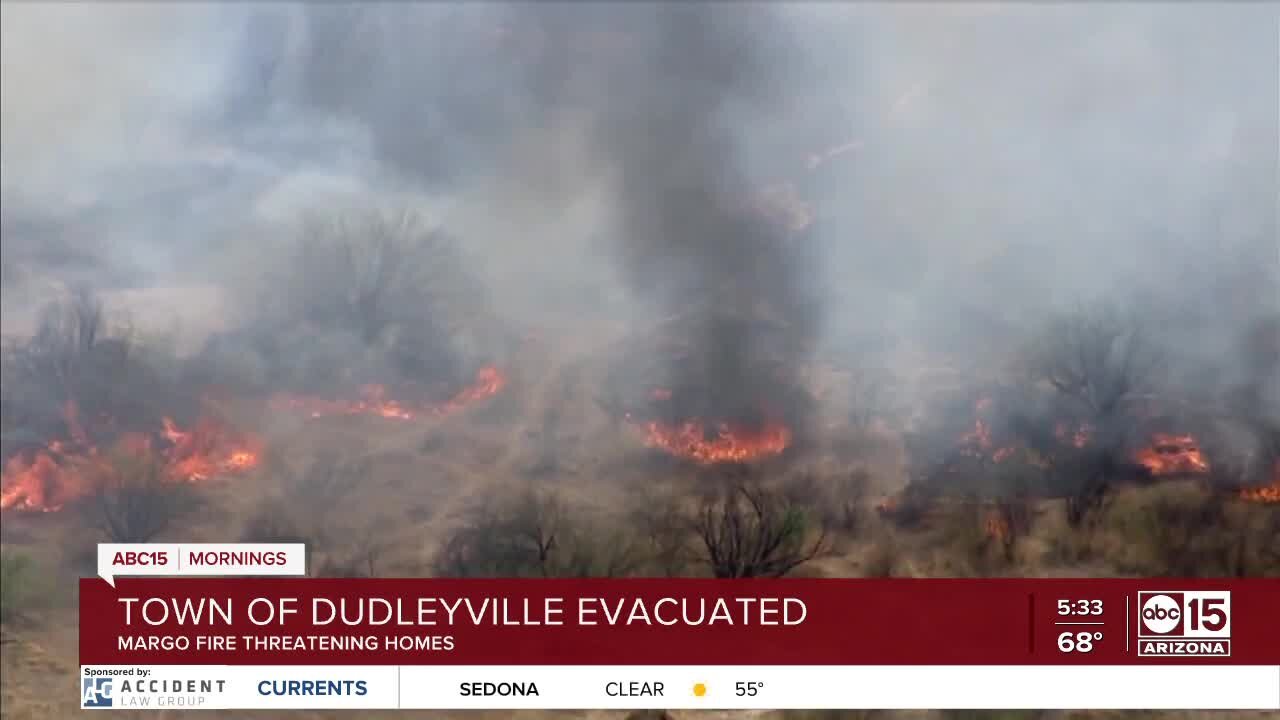 Dudleyville evacuated due to wildfire threatening homes