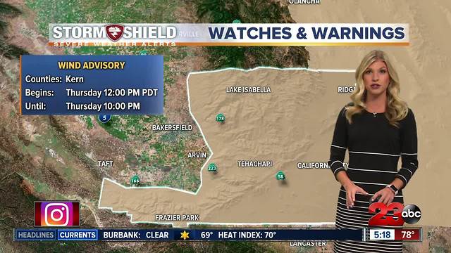 Wind Advisory in effect until 10 p.m. in the mountains and desert