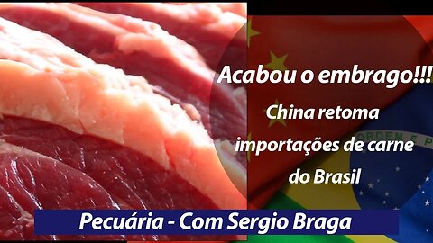 China retoma as importações do Brasil. Os embarques estão previstos para quinta-feira dia 09/03