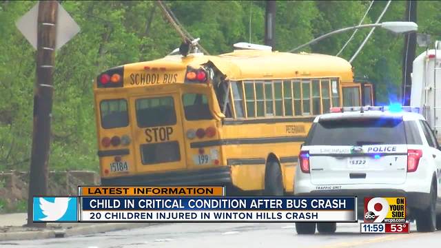 1 student still hospitalized after Winton Road school bus crash