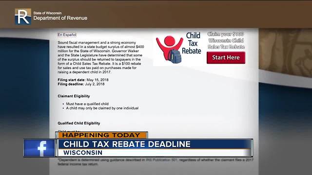 Wisconsin parents, want your $100 child tax rebate? Today is the LAST DAY to submit your application