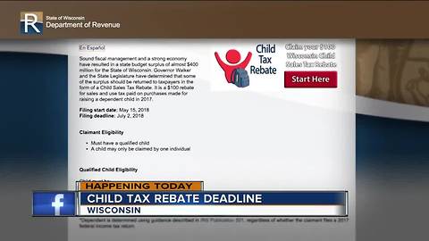 Wisconsin parents, want your $100 child tax rebate? Today is the LAST DAY to submit your application