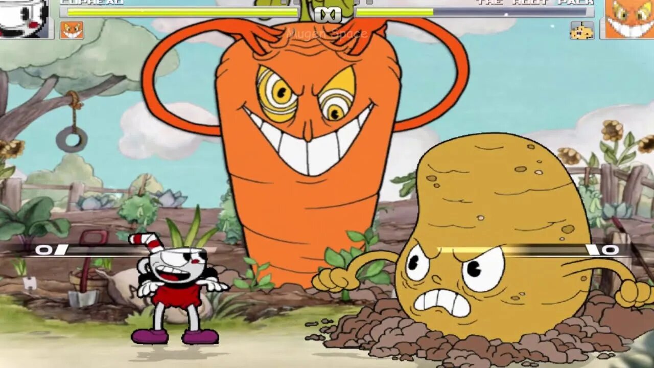 Cuphead VS The Root Pack & Weepy I Cuphead Mugen Battle