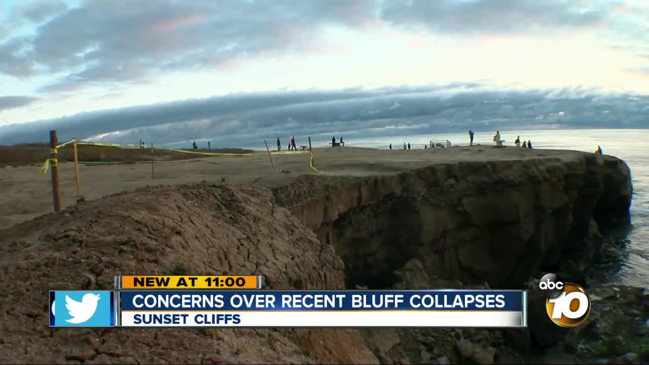 Section of Sunset Cliffs cordoned off after collapse