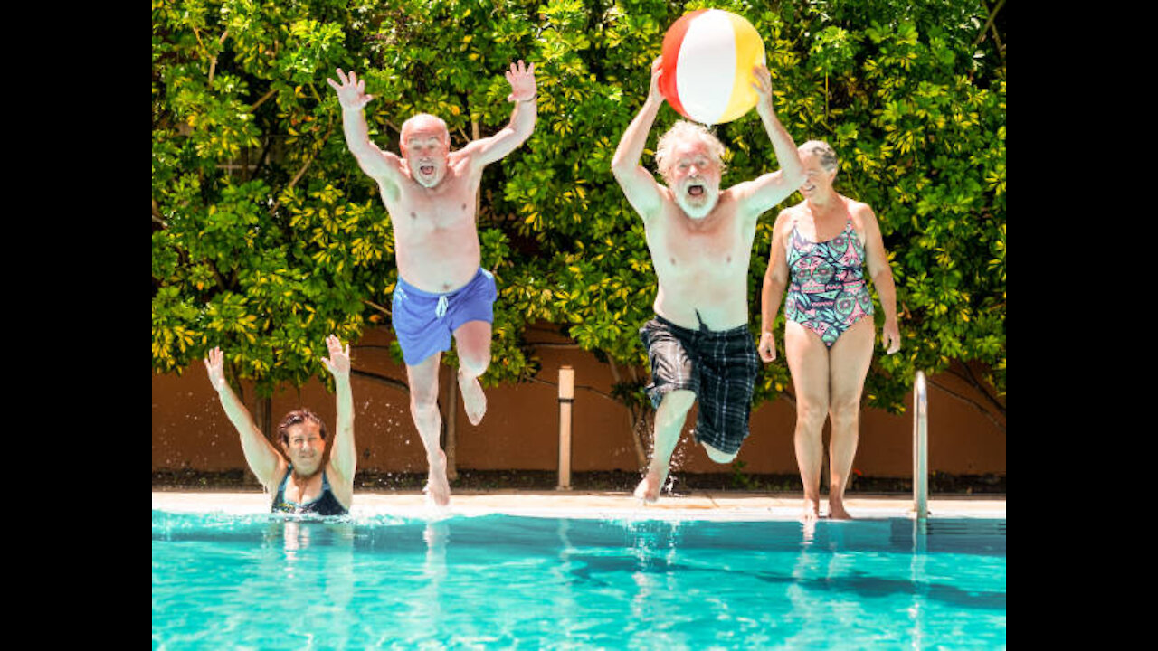 men's way of having fun at the pool