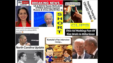 WW3 Update: Short Clips, Nato and US Prep for Nukes, Biden on Voter Fraud, Walz Ad, Kamala on Fox, Something is wrong with the Sun, Kamala on Fox, Biden-Obama to replace Kommiela, NC Update, Sky News with Crazy Lefties, Bob Hope about Dems... 12m