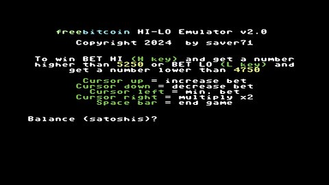 FreeBitco.in HI-LO Emulator v2.0 for the Commodore 64 improved with 8888 jackpot feature!