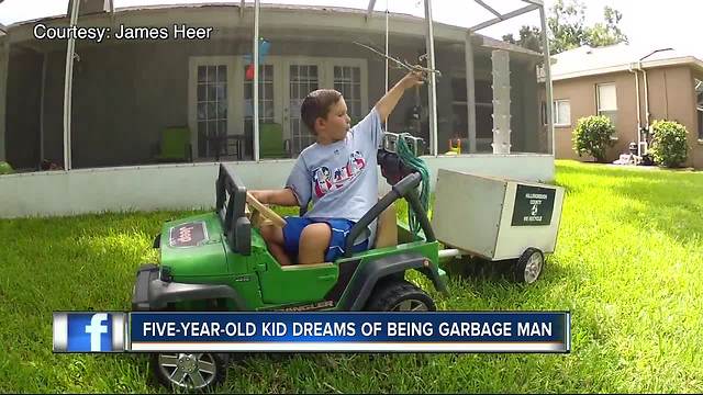 5-year-old kid dreams of being garbage man