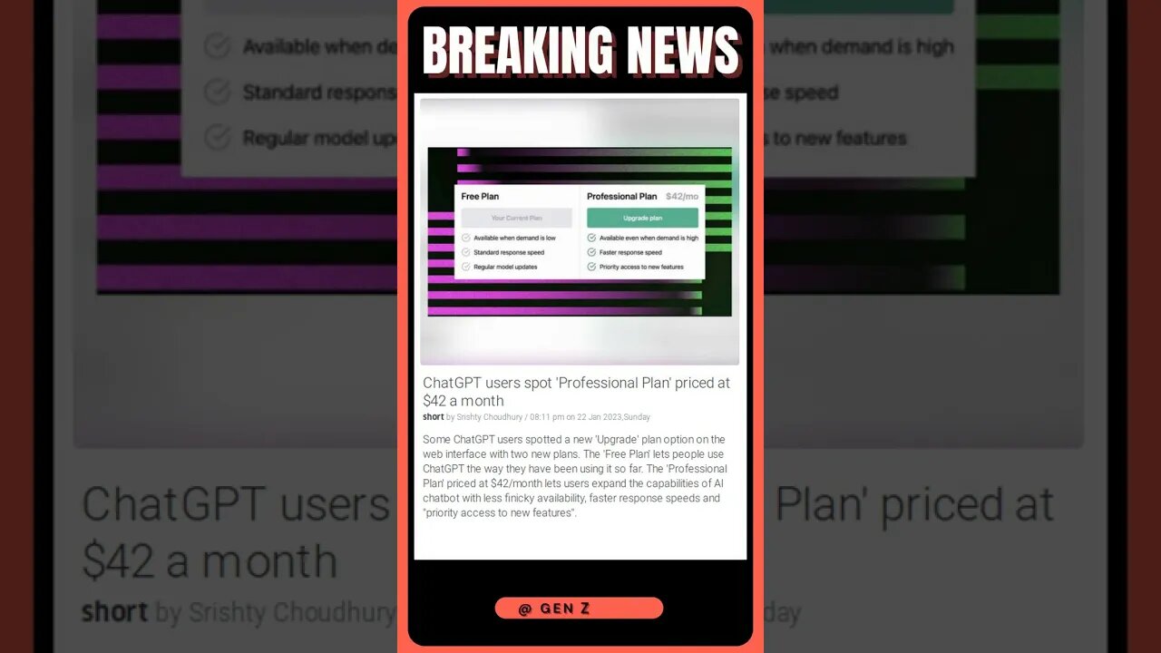 ChatGPT users spot 'Professional Plan' priced at $42 a month