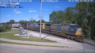 CSX 148 "YN2" Leading EB G886 Grain at Mills Tower, Cedar Falls Jct. & East Dubuque, IL on 5-22-22