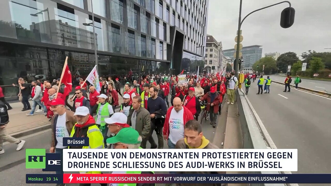 Krise in der Autoindustrie – Demo in Brüssel gegen drohende Schließung des Audi-Werks