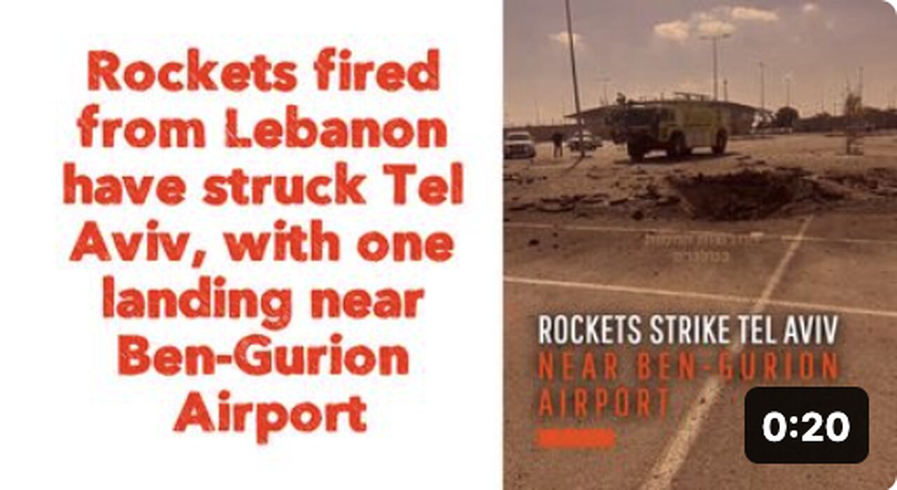 Rockets fired from Lebanon have struck Tel Aviv, with one landing near Ben-Gurion Airport