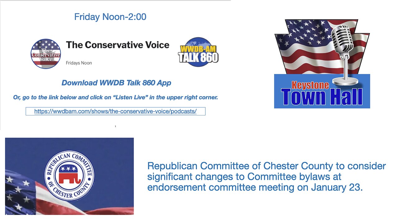 Keystone Town Hall Chester County Republican Committee to Consider Proposed Bylaw Changes