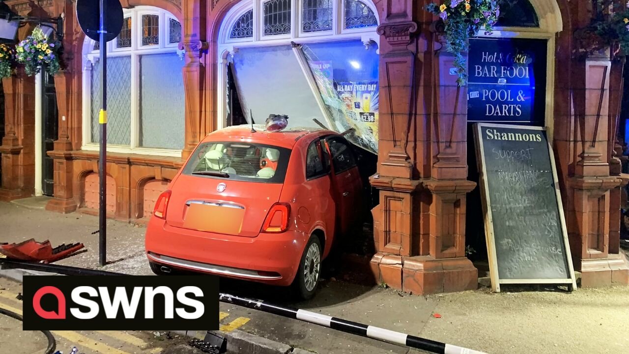 Two women have lucky escape after crashing car through the side of a pub