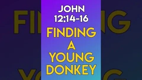 Finding A Young Donkey - John 12:14-16