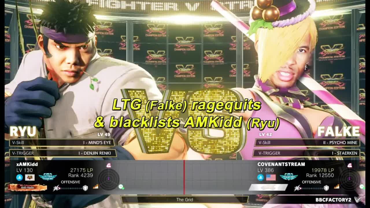 LTG Low Tier God (Falke) ragequits & bans AMKidd (Ryu) 1/14/2020 [Major Start Reupload]