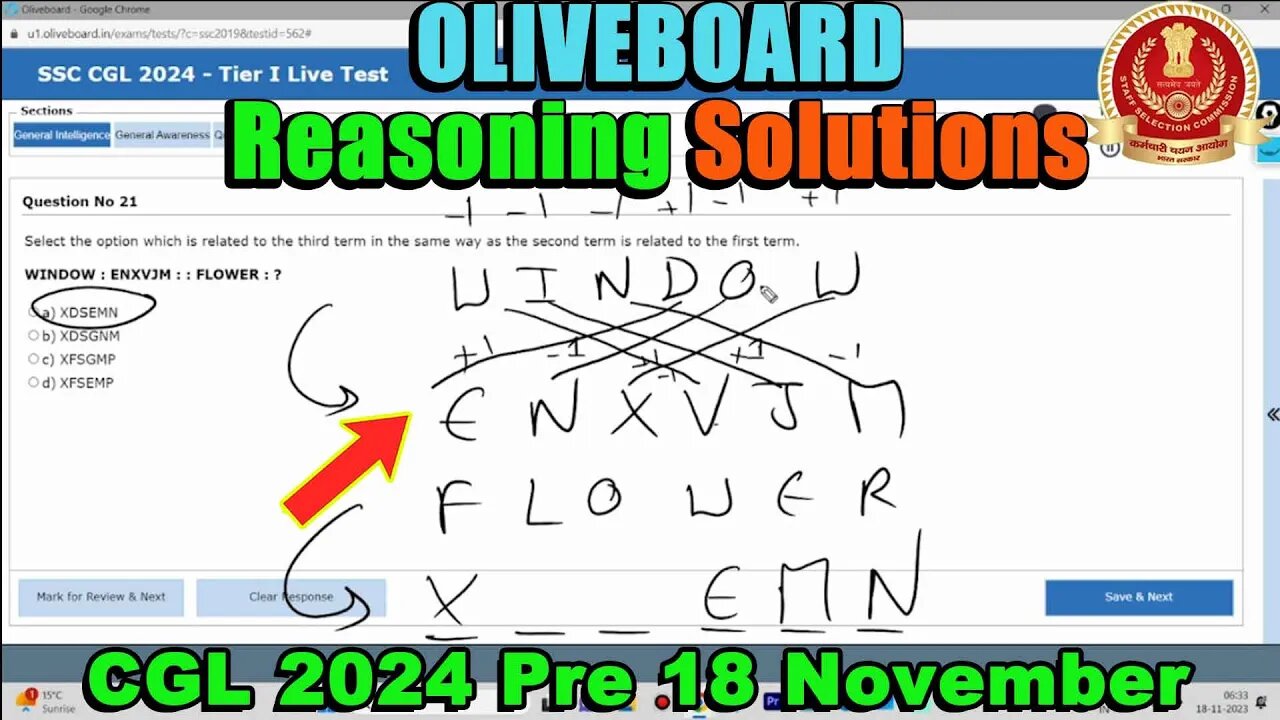 🔥Oliveboard Live Mock Reasoning Solutions SSC CGL Tier 1 18 Nov | MEWS Maths #ssc #cgl2024