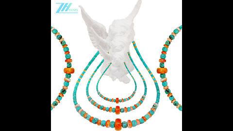 Natural turquoise and spiny oyster necklace beautiful jewelry as gift simple atmosphere