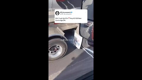 Milk Truck Spills On Highway 401 Canada
