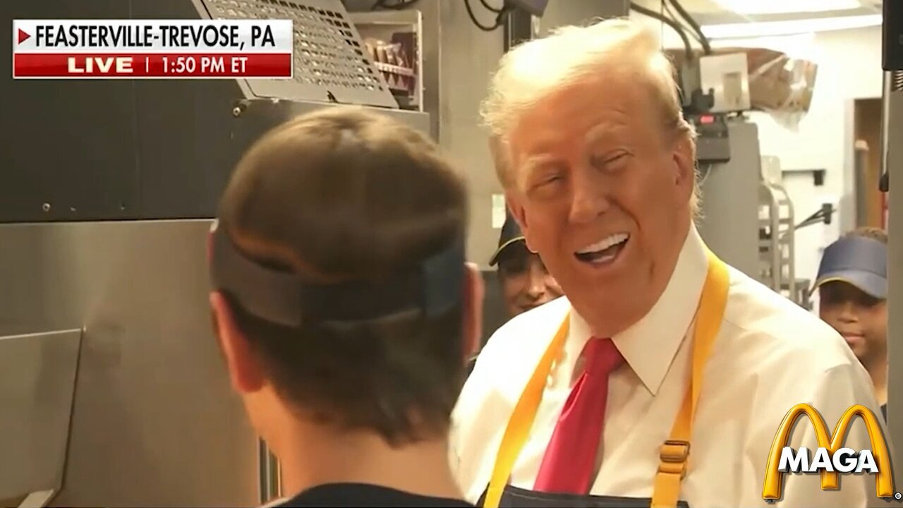 Trump Wishing Kamala a Happy Birthday While Working at McDonald's