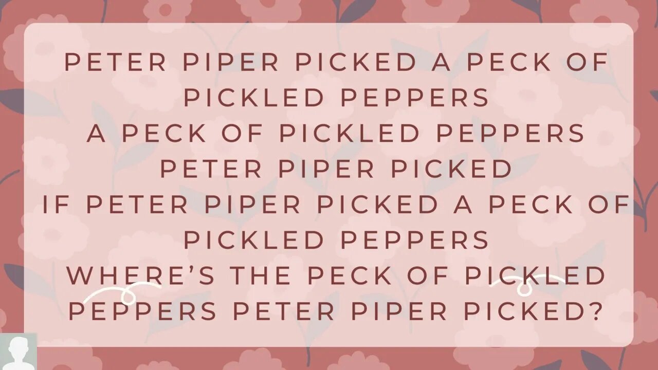 tongue Twister PETER PIPER