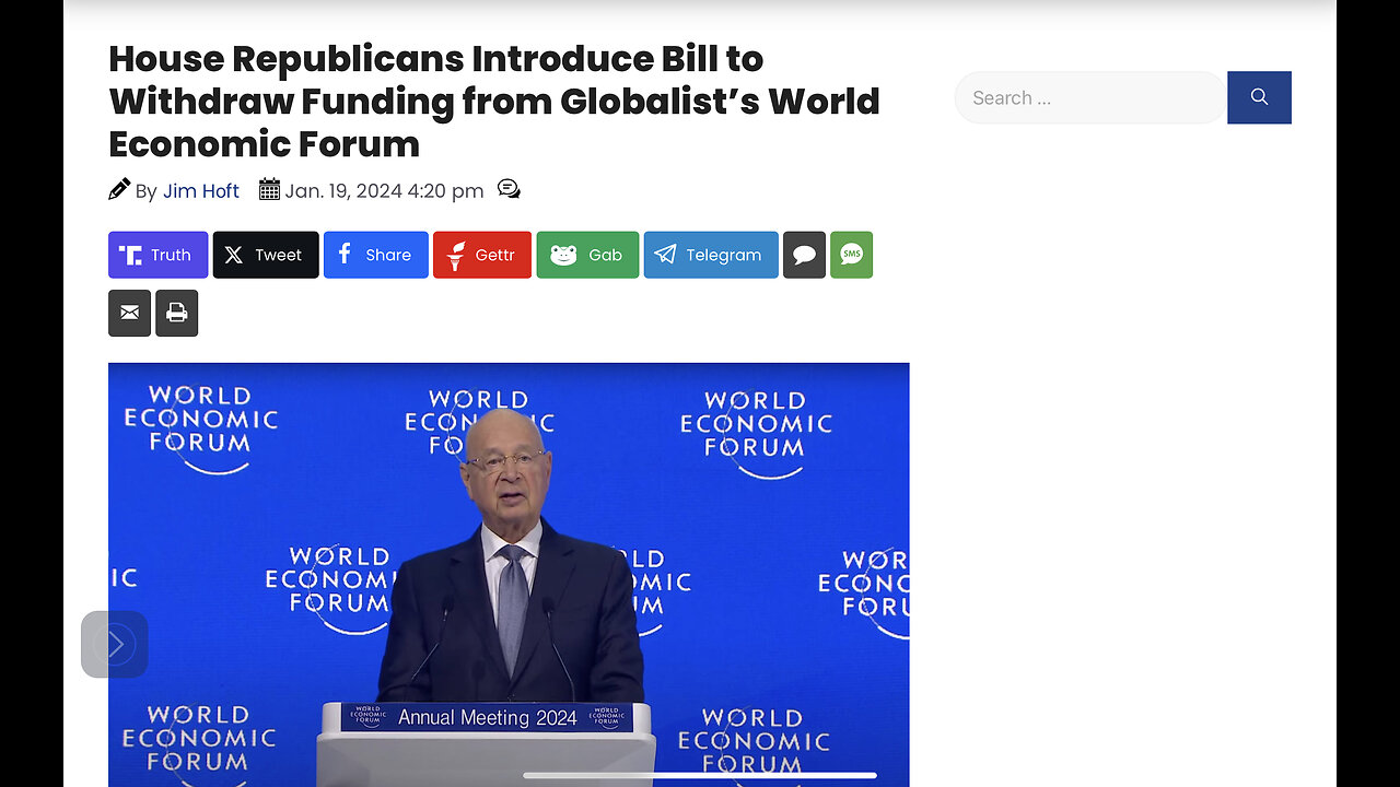 House Republicans Introduce Bill to Withdraw Funding from Globalist’s World Economic Forum