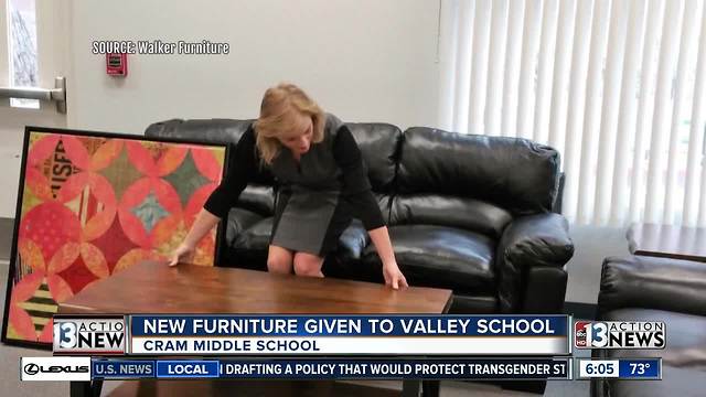 New furniture donated to Cram Middle School teacher's lounge