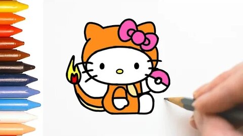 COMO DESENHAR CHARMANDER - HELLO KITTY - FÁCIL DE FAZER #hellokitty #pokemon #charmander