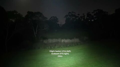 Olight Seeker 4 Pro vs Acebeam E75: 200m Beamshot test