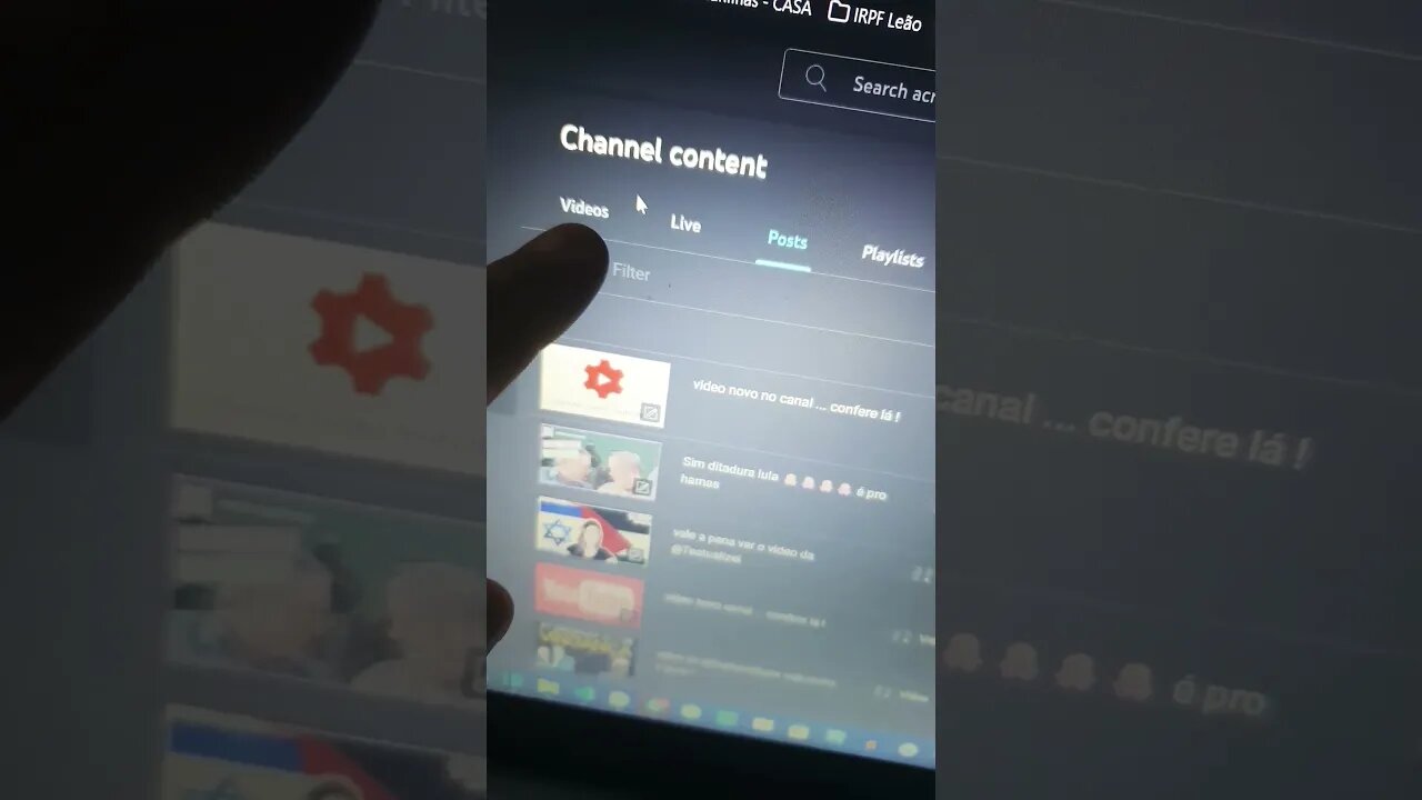 youtube studio tem aba de posts ...