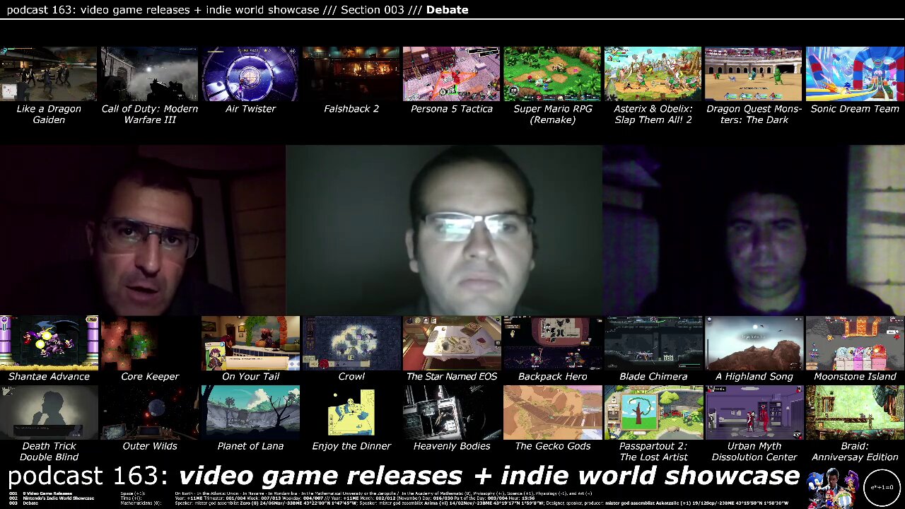 +11 001/004 007/013 006/007 podcast 163: video game releases + indie world showcase