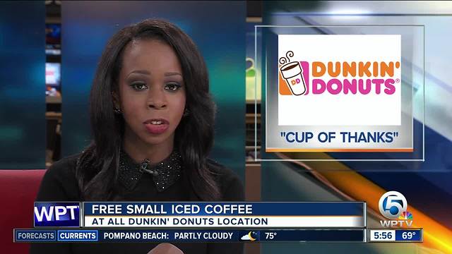 Get free small iced coffee Monday at Dunkin' Donuts