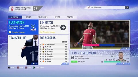 Nottingham Forest S:7 2024-2025 EPL Match 37 VS Crystal Palace (20-13-3)