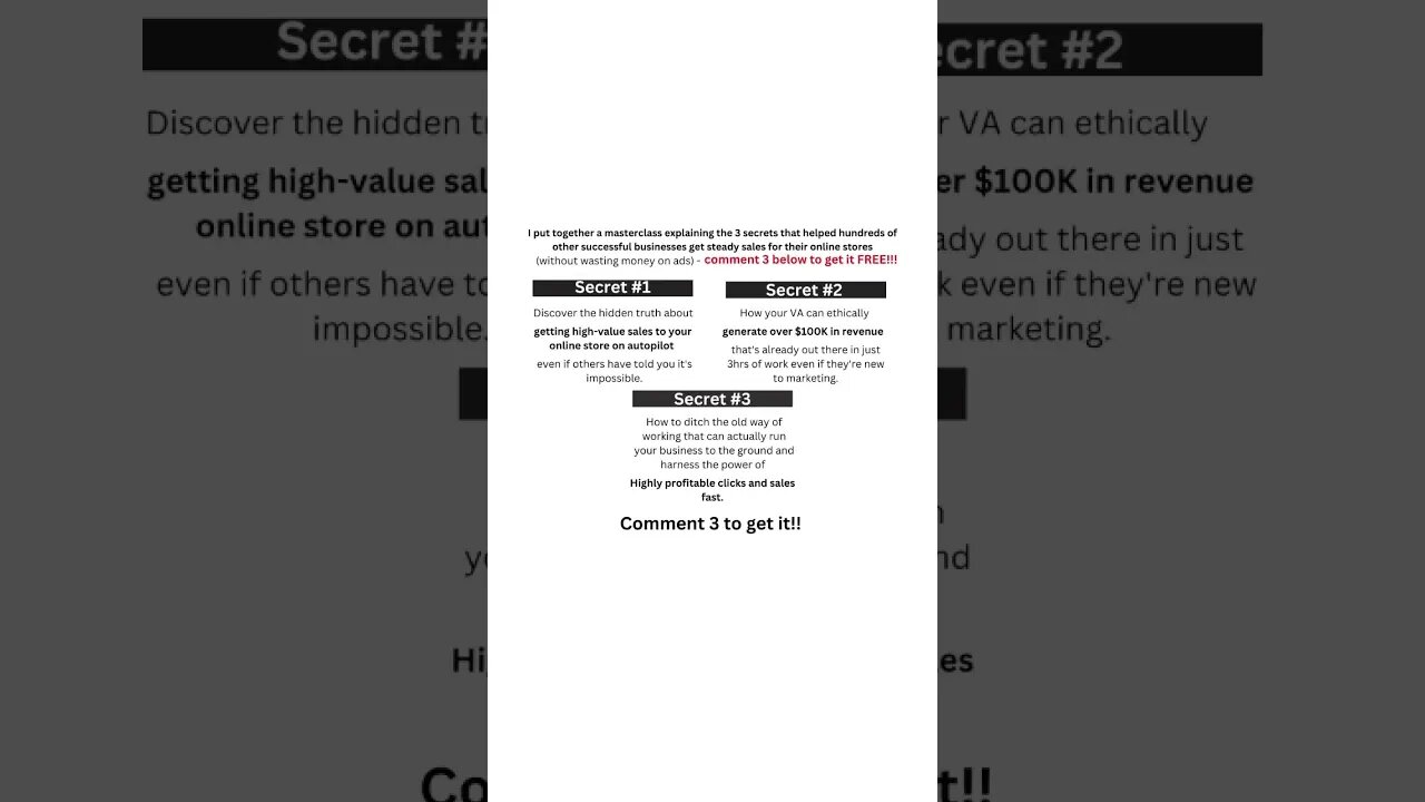 Shopify masterclass - comment 3 below to get it FREE!!! #shopifytips #ecommerce #smallbusinesstips