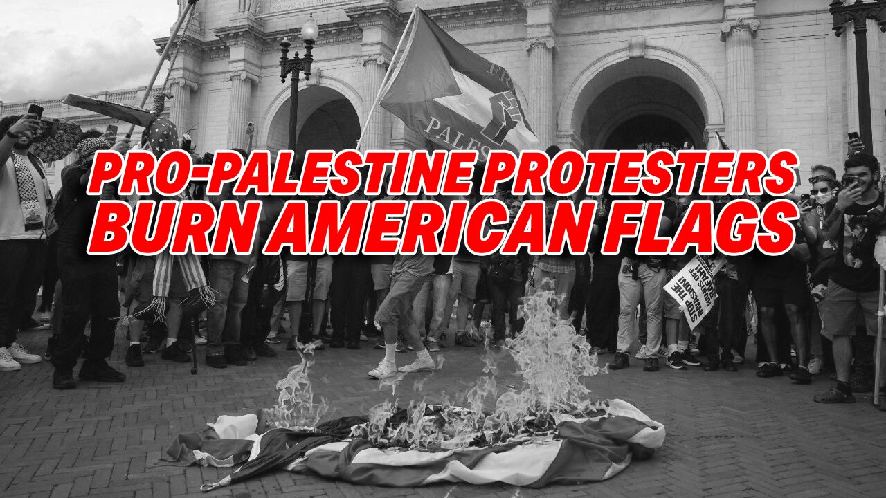 PRO-PALESTINE PROTESTERS BURN AMERICAN FLAGS & DAMAGE CAPITOL HILL DURING NETANYAHU SPEECH