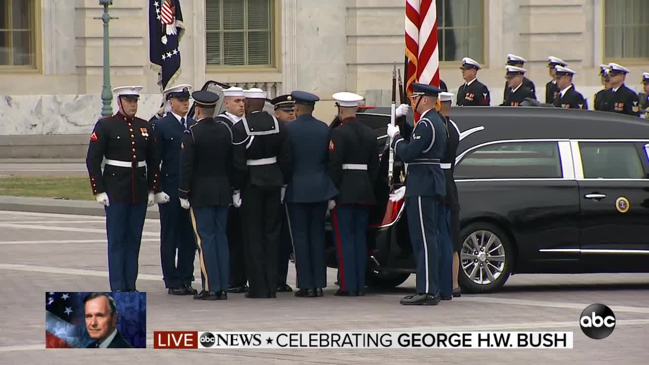 Celebrating George H.W. Bush | Casket departs the Capitol and heads to the National Cathedral