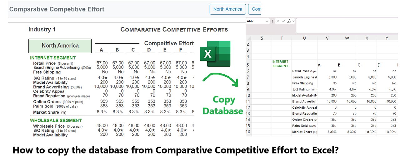 Excel Practice: How to copy the database from Comparative Competitive Effort to Excel? BSG Mastery