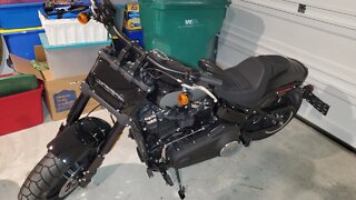 Harley Davison Fat Bob, pics from before and after accident, repairs and mods so far. No sound.