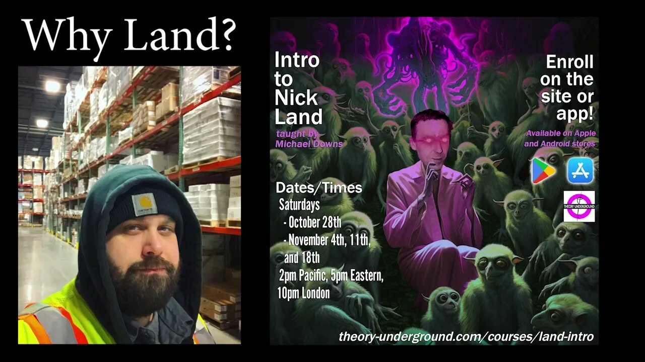 Why Mikey is teaching this course on Nick Land (a message he sent while at work)