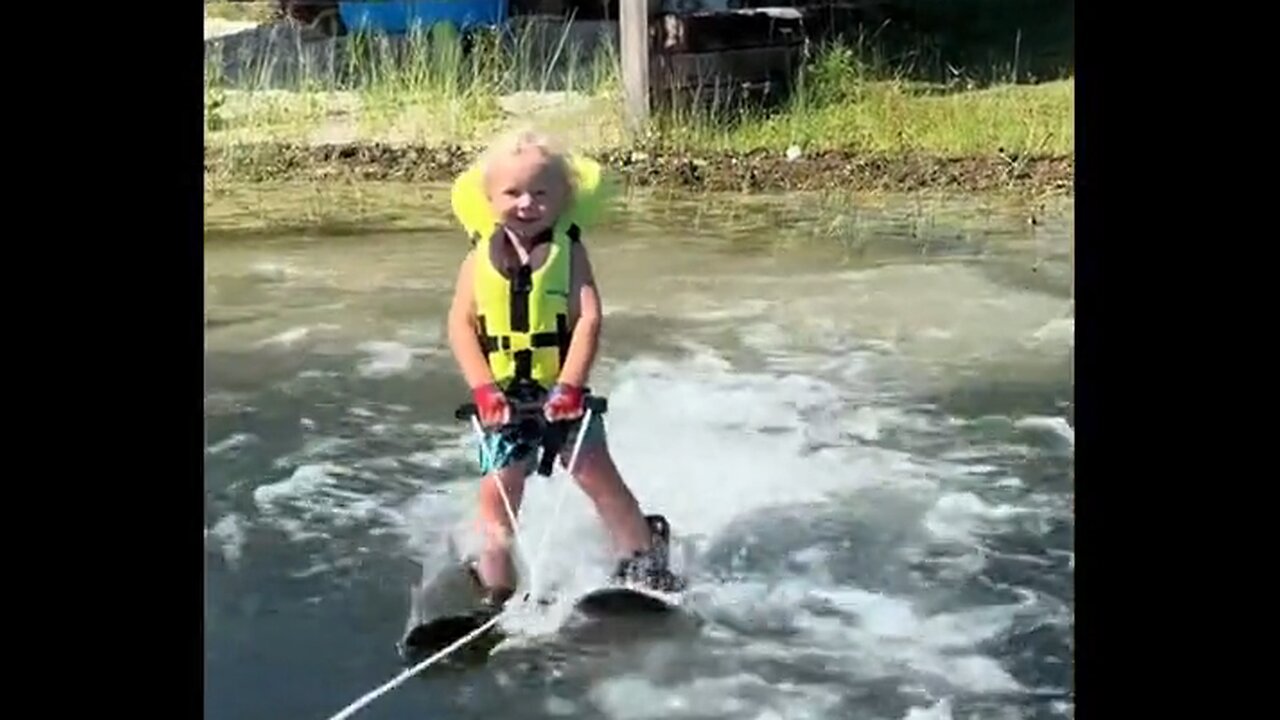 Young Man Having A Great Time On A Water Ski Training Rig