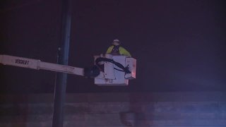 Utility pole falls closing I-90 at Eddy Road