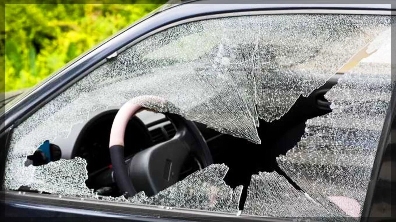 SMASHED CAR WINDOW