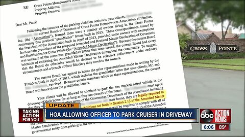 HOA now allowing Clearwater police officer to park cruiser in driveway