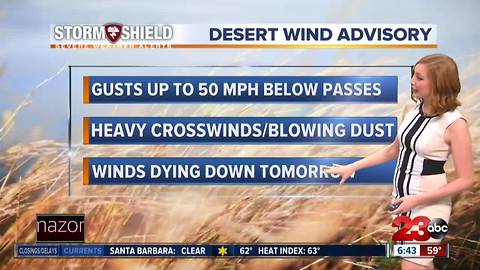 Wind Advisory issued for Kern Desert