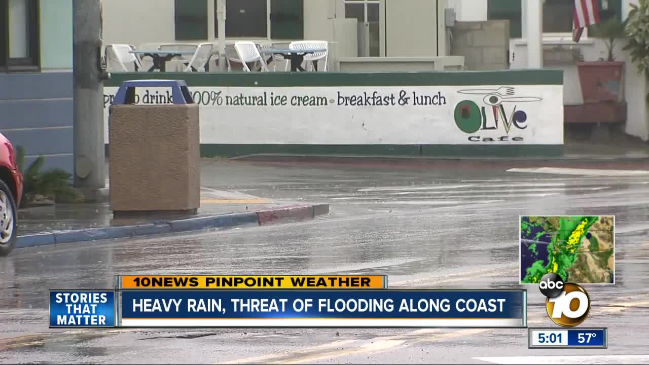 Heavy rain, threat of flooding along San Diego coast