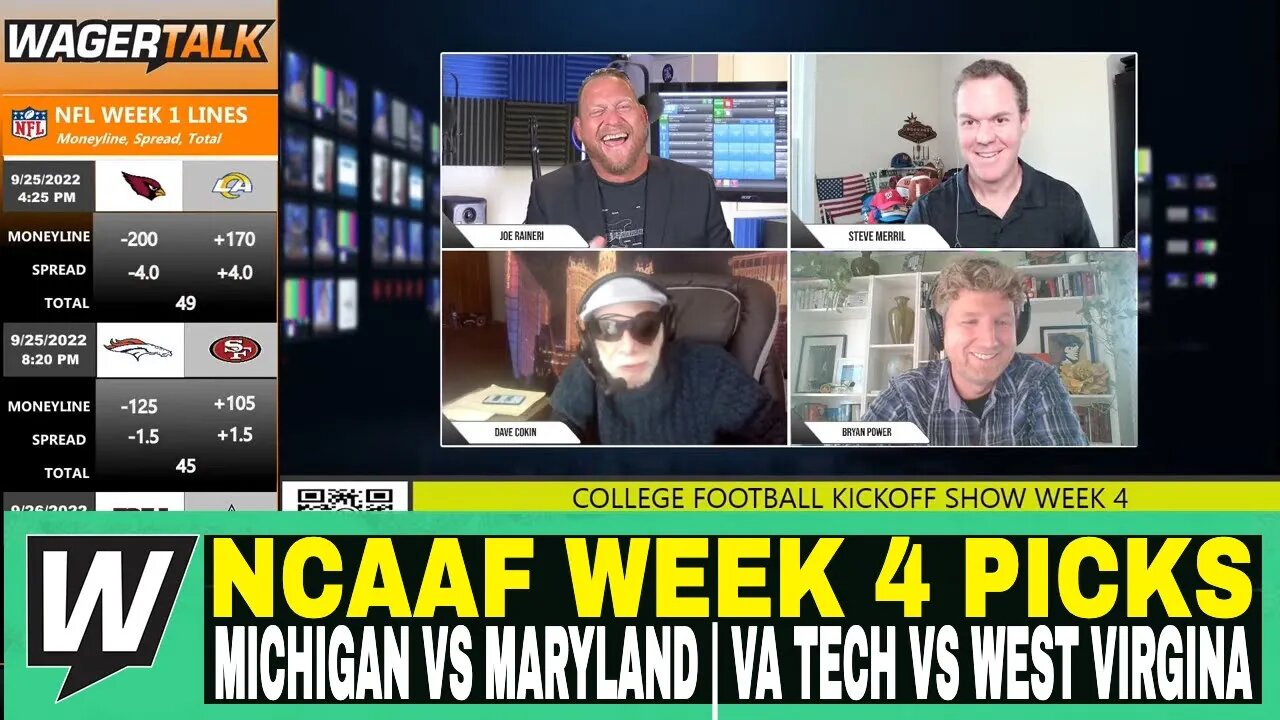 Happy Hour CFB Kickoff | NCAAF Week 4 Predictions | Michigan vs Maryland | Va Tech vs West Virginia